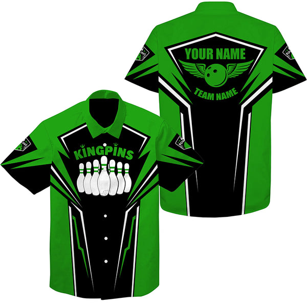 Bowling Hawaiian Shirt custom name and team name King Pins bowling jerseys, Bowling team shirts NQS4522