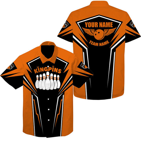 Bowling Hawaiian Shirt custom name and team name King Pins bowling jerseys, Bowling team shirts NQS4522