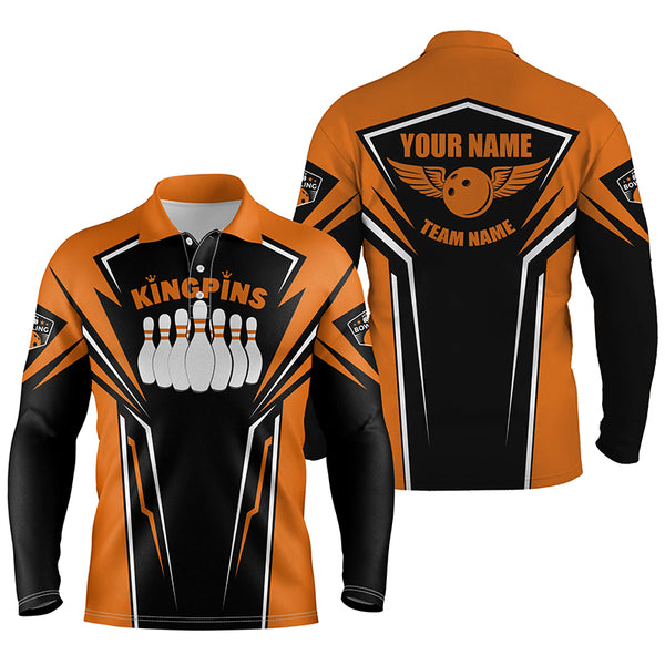 Bowling shirts for men custom name & team name King Pins bowling jerseys, Bowling team shirts | Orange NQS4522