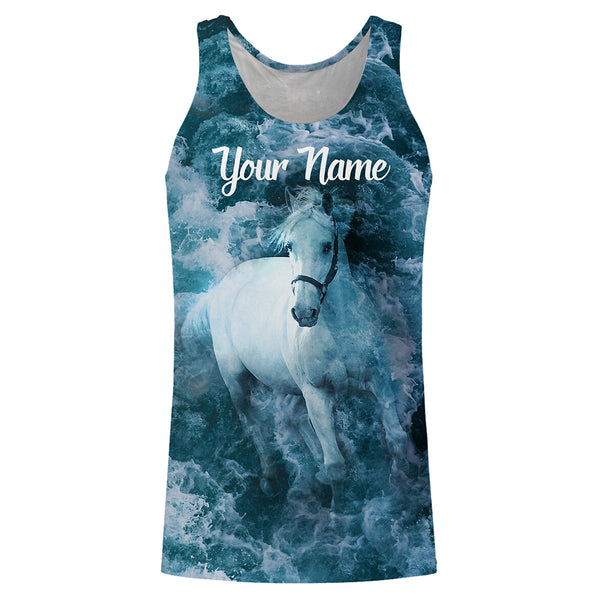 Blue ocean waves Horse riding tops Custom Name 3D equestrian riding shirts, horse long sleeve shirt NQS3192