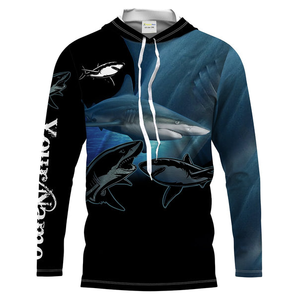 Blacktip shark Fishing Customize Name UV protection UPF 30+ long sleeves fishing shirts, Personalized Fishing Gift NQS2092