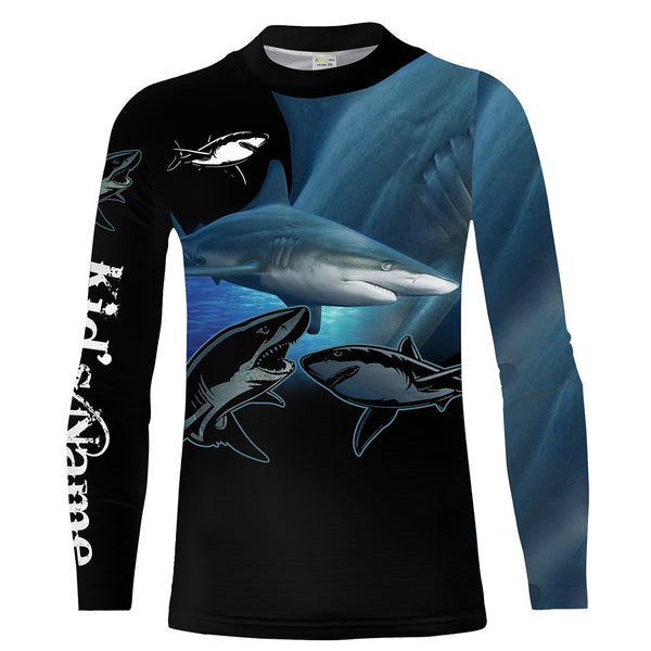 Blacktip shark Fishing Customize Name UV protection UPF 30+ long sleeves fishing shirts, Personalized Fishing Gift NQS2092