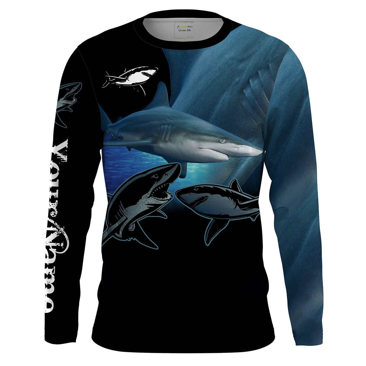 Blacktip shark Fishing Customize Name UV protection UPF 30+ long sleeves fishing shirts, Personalized Fishing Gift NQS2092