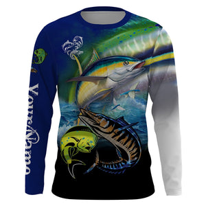 Mahi Mahi ( Dorado), Wahoo, Tuna fishing UV protection quick dry Customize name long sleeves UPF 30+ personalized gift for fisherman- NQS824