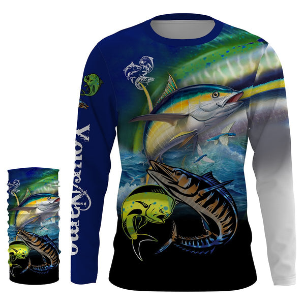 Mahi Mahi ( Dorado), Wahoo, Tuna fishing UV protection quick dry Customize name long sleeves UPF 30+ personalized gift for fisherman- NQS824