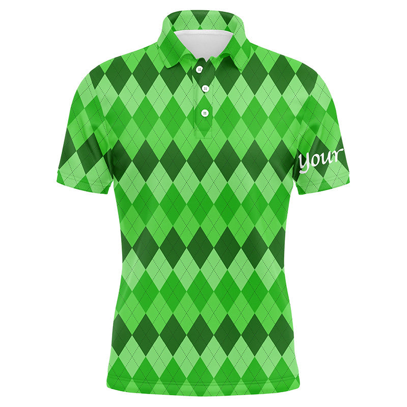 Mens golf polo shirts green argyle pattern golf shirts custom team golf polo for men St Patrick day NQS4725