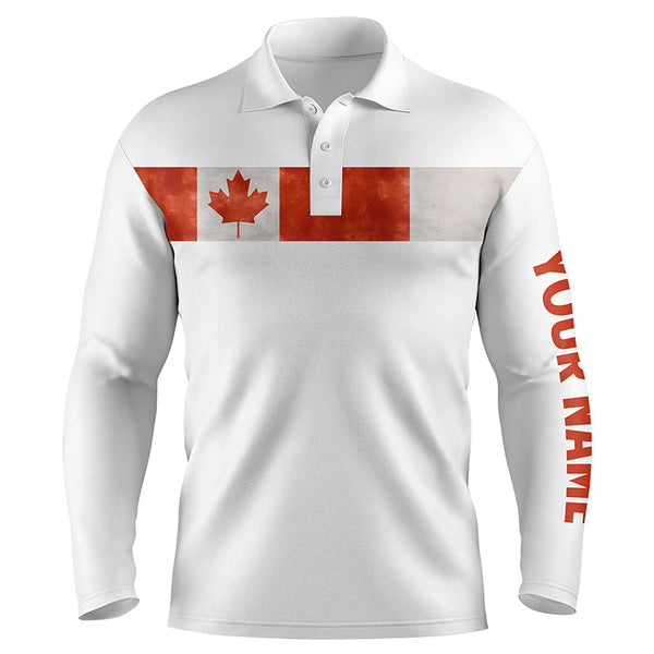 Canada flag white Mens golf polo shirts custom patriotic golf tops for mens, personalized golf gifts NQS5935