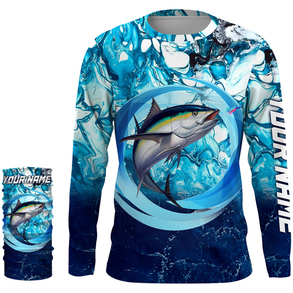 Tuna fishing blue water sea camo saltwater fishing Custom name UV protection performance fishing shirt NQS2622