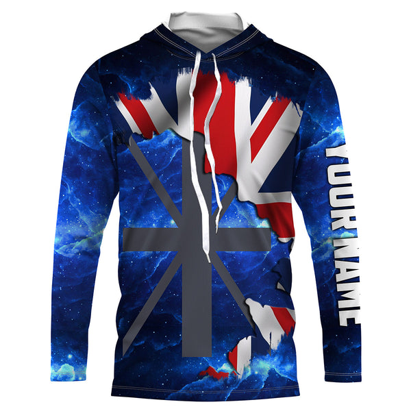 The United Kingdom Flag Universe patriotic Custom UPF fishing Shirts jersey - Custom fishing shirts UK NQS3205