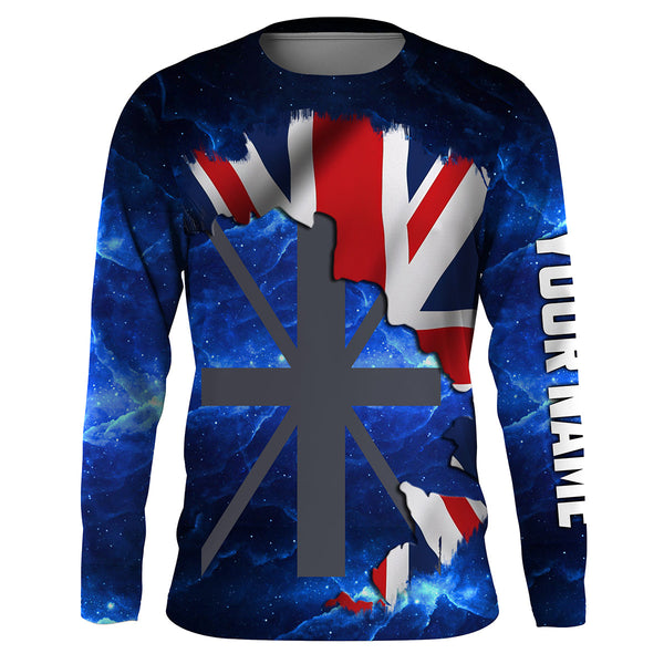 The United Kingdom Flag Universe patriotic Custom UPF fishing Shirts jersey - Custom fishing shirts UK NQS3205