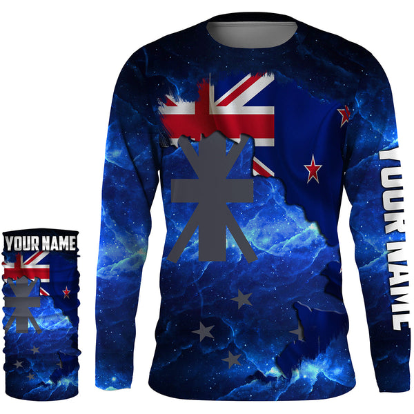 New Zealand Flag Universe patriotic Custom UPF fishing Shirts jersey - Custom NZ fishing shirts NQS3207