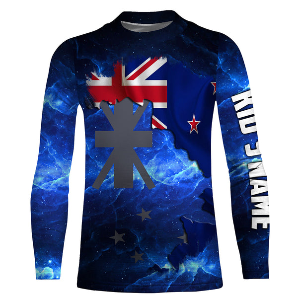 New Zealand Flag Universe patriotic Custom UPF fishing Shirts jersey - Custom NZ fishing shirts NQS3207