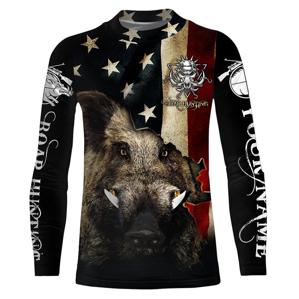 Boar hunting camo American flag patriotic Customize Name 3D All Over Printed Shirts NQS1436