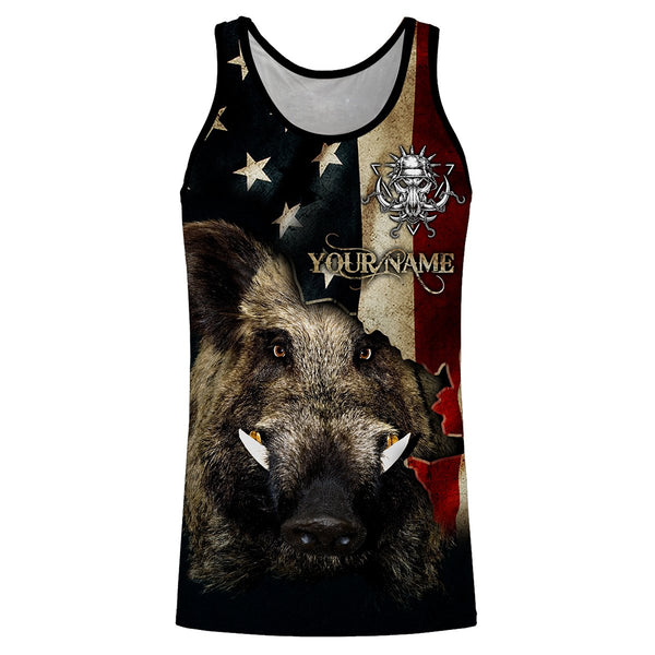 Boar hunting camo American flag patriotic Customize Name 3D All Over Printed Shirts NQS1436