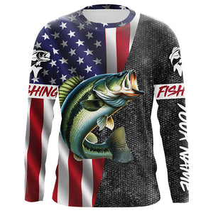 American Flag Bass Fishing Custom long sleeve Fishing Shirts for men, Bass Fishing jerseys NQS4926