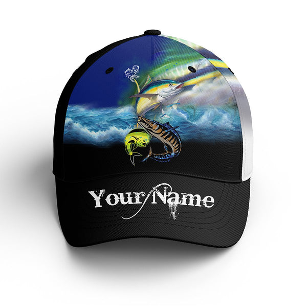 Mahi-mahi, Wahoo, Tuna saltwater fishing Custom fishing hat Unisex Fishing Baseball Angler hat NQS2104