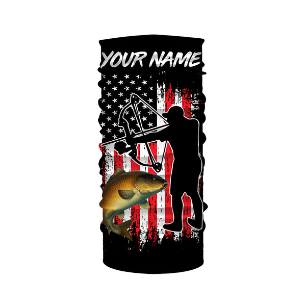 Carp fishing bow fishing American flag patriotic Custom Name UV protection UPF 30+ fishing jersey, bow fishing tournament shirts NQS2969