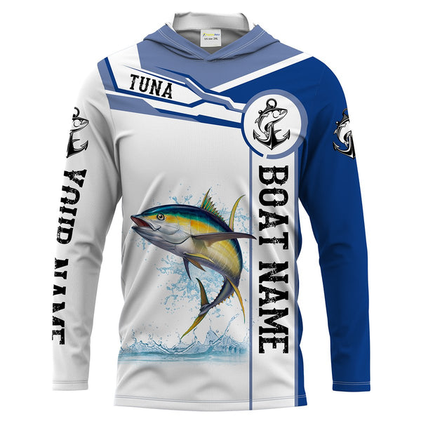 Tuna fishing UV protection quick dry Customize name and boat name tournament long sleeves fishing shirts UPF 30 + NQS1972