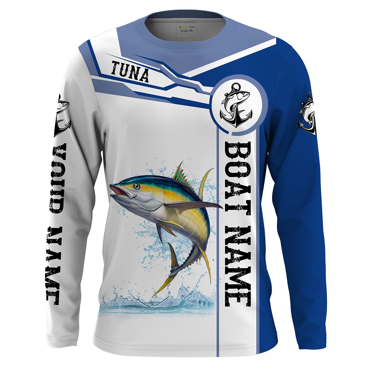 Tuna fishing UV protection quick dry Customize name and boat name tournament long sleeves fishing shirts UPF 30 + NQS1972