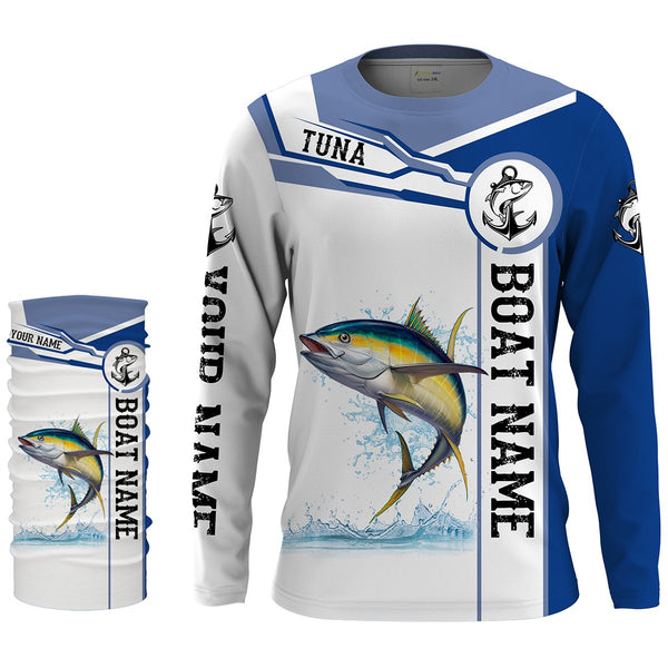 Tuna fishing UV protection quick dry Customize name and boat name tournament long sleeves fishing shirts UPF 30 + NQS1972