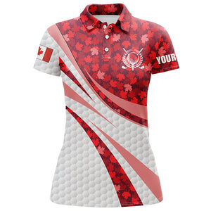 White Womens golf polo shirts red Maple leaves personalized Canada golf shirts for women NQS5751