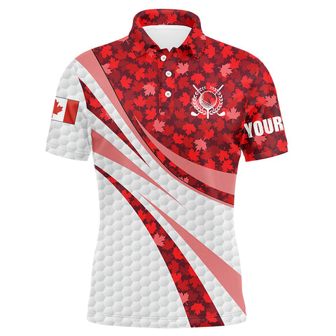 White Mens golf polo shirts red Maple leaves personalized Canada golf shirts for men NQS5751