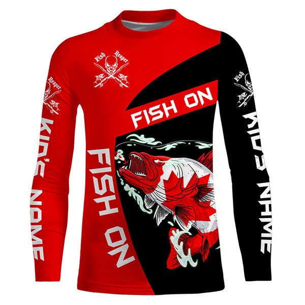 Walleye fishing Canadian flag Custom sun protection Long sleeve Fishing Shirts, walleye Fishing Gifts NQS4565