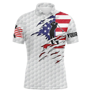 Mens golf polo shirt American flag patriot custom name white golf balls shirts NQS4158