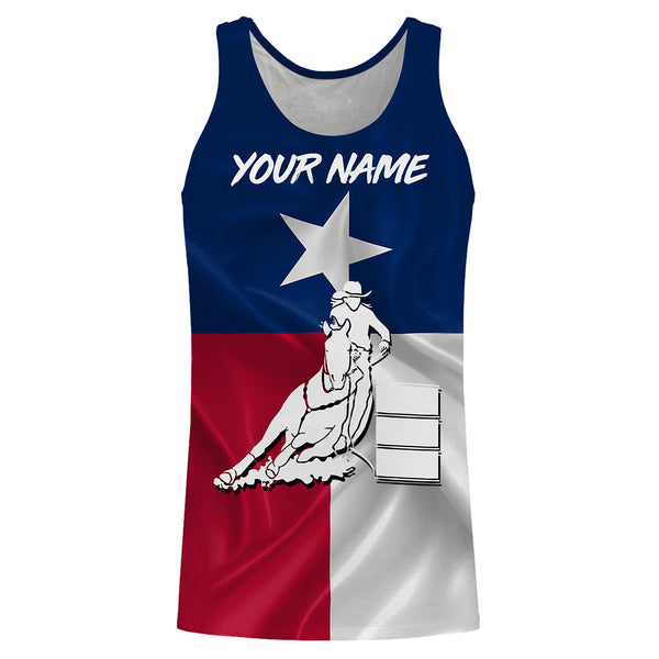 Texas barrel racing Texas flag patriotic Custom Name equestrian clothing, gift for horse lovers NQS3259