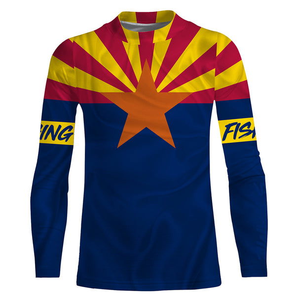 Arizona fishing flag Custom Long Sleeve performance Shirts, personalized Fishing jerseys NQS3512