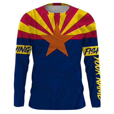 Arizona fishing flag Custom Long Sleeve performance Shirts, personalized Fishing jerseys NQS3512