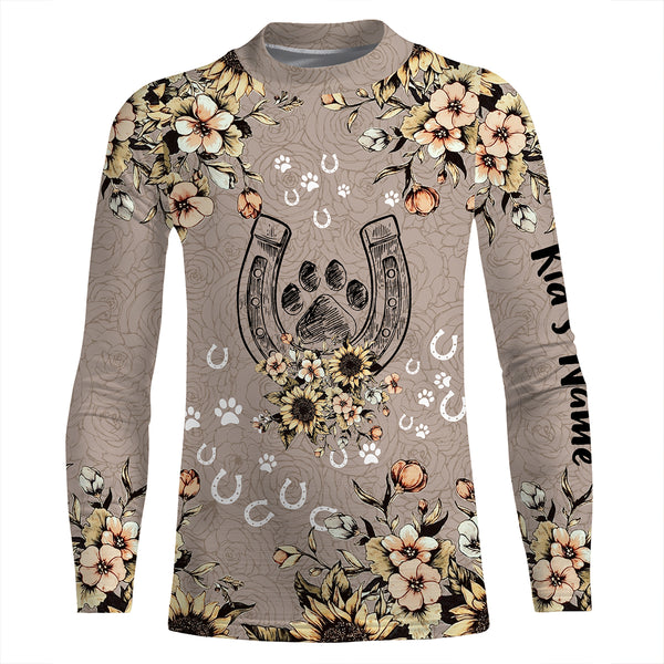 Horse dog paw horse flowers horse lady Customize Name 3D All Over Printed Shirts, leggings, gift For Horse Lovers NQS2706