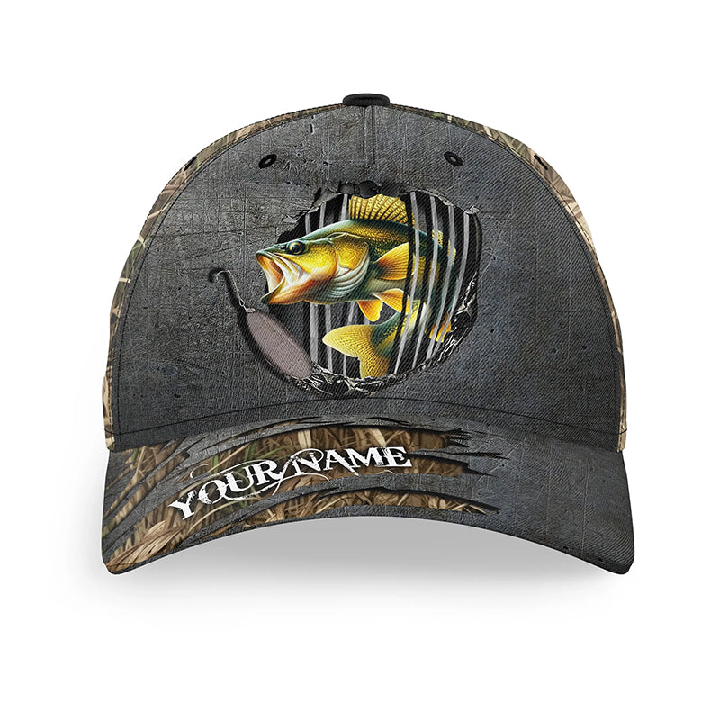 Walleye fishing camo Custom fishing hat Unisex Fishing Baseball Angler walleye hat cap NQS2422