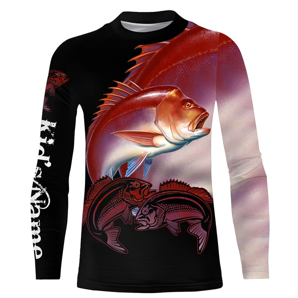 Red snapper Fishing game fish Customize Name UV protection quick dry UPF 30+ long sleeves fishing shirts NQS2729