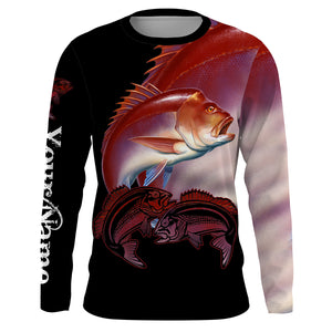 Red snapper Fishing game fish Customize Name UV protection quick dry UPF 30+ long sleeves fishing shirts NQS2729