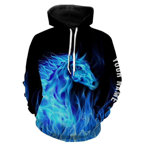 Blue fire horses Custom Horse Shirts personalized equestrian clothing, gifts for horse lovers NQS3278