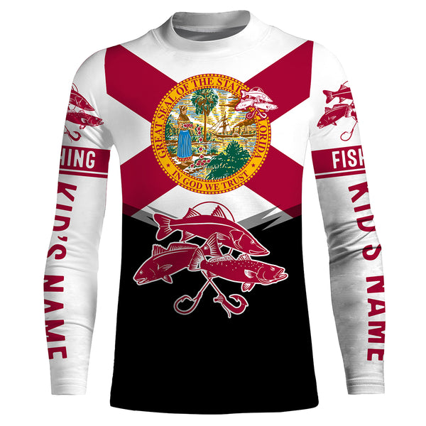 Inshore slam Florida flag Redfish, snook, trout Custome Name Fishing Jerseys Performance UV Protection UPF 30+ fishing Shirts - NQS2432