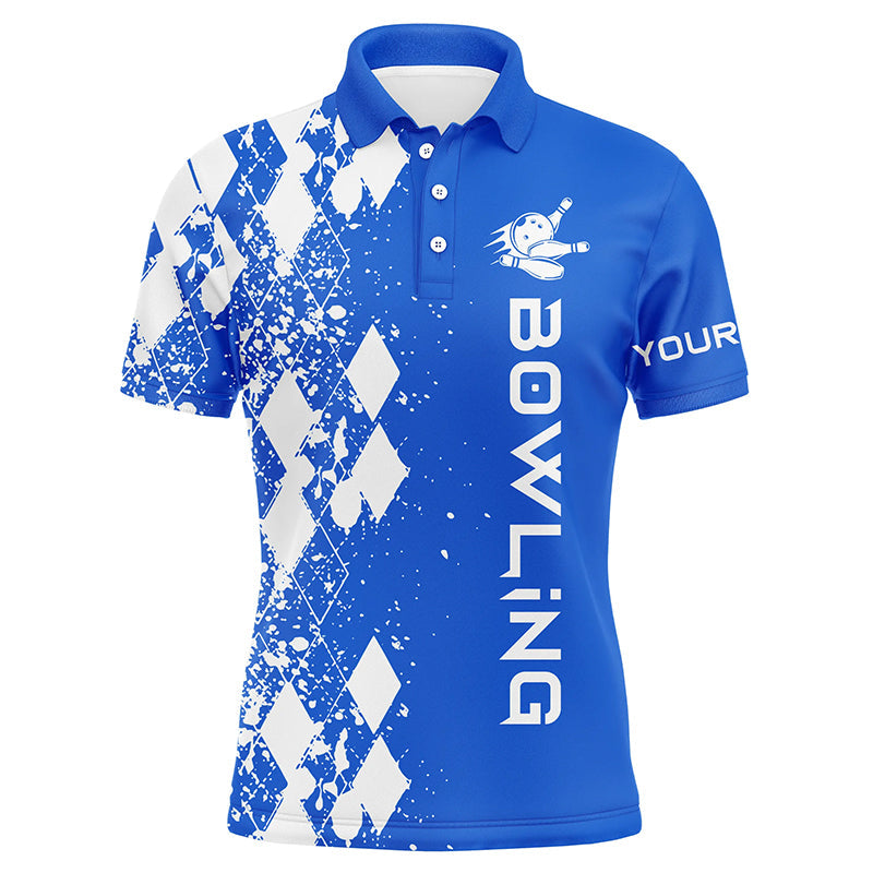 Men's bowling polo shirt custom blue bowling shirts for men personalized bowling gift bowler jerseys NQS5099