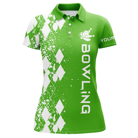 Womens bowling shirt short sleeve polo custom green bowling shirts for women personalized bowling gift NQS5100