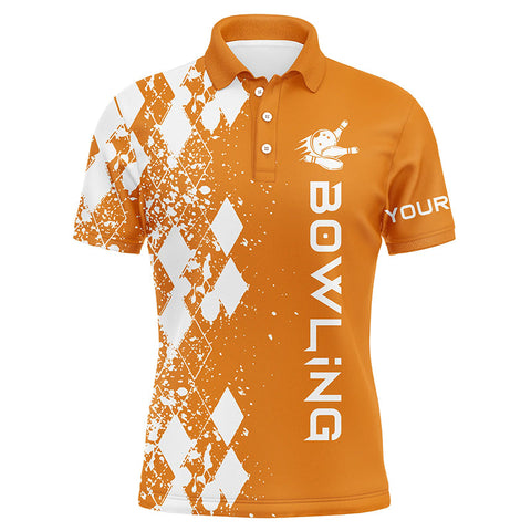 Men's bowling polo shirt custom orange bowling shirts for men personalized bowling gift bowler jerseys NQS5101