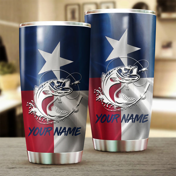 1PC Texas Bass fishing Customize name Stainless Steel Tumbler Cup Personalized Fishing gift fishing team - NQS775