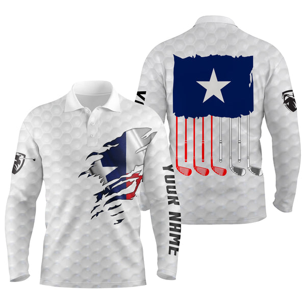 Texas golf wear for mens custom name patriotic Texas flag golf polo unique gifts for golf lovers NQS3468