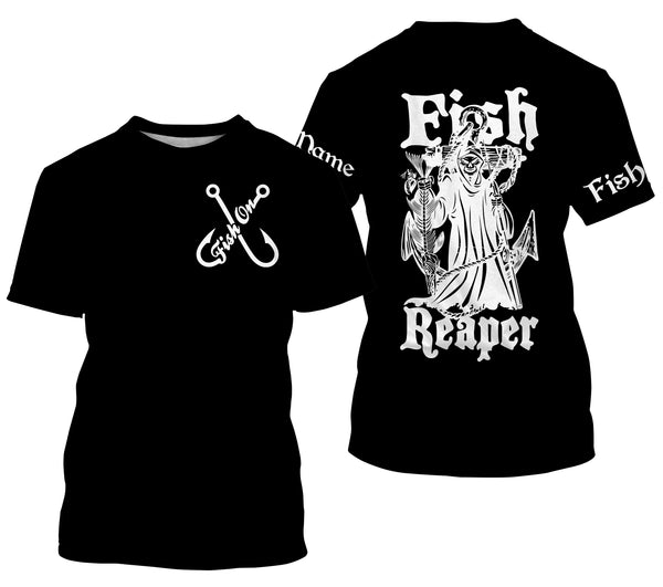 Fish Reaper Fish on black custom name UV protection Shirts custom long sleeve, hoodie fishing shirts NQS2857