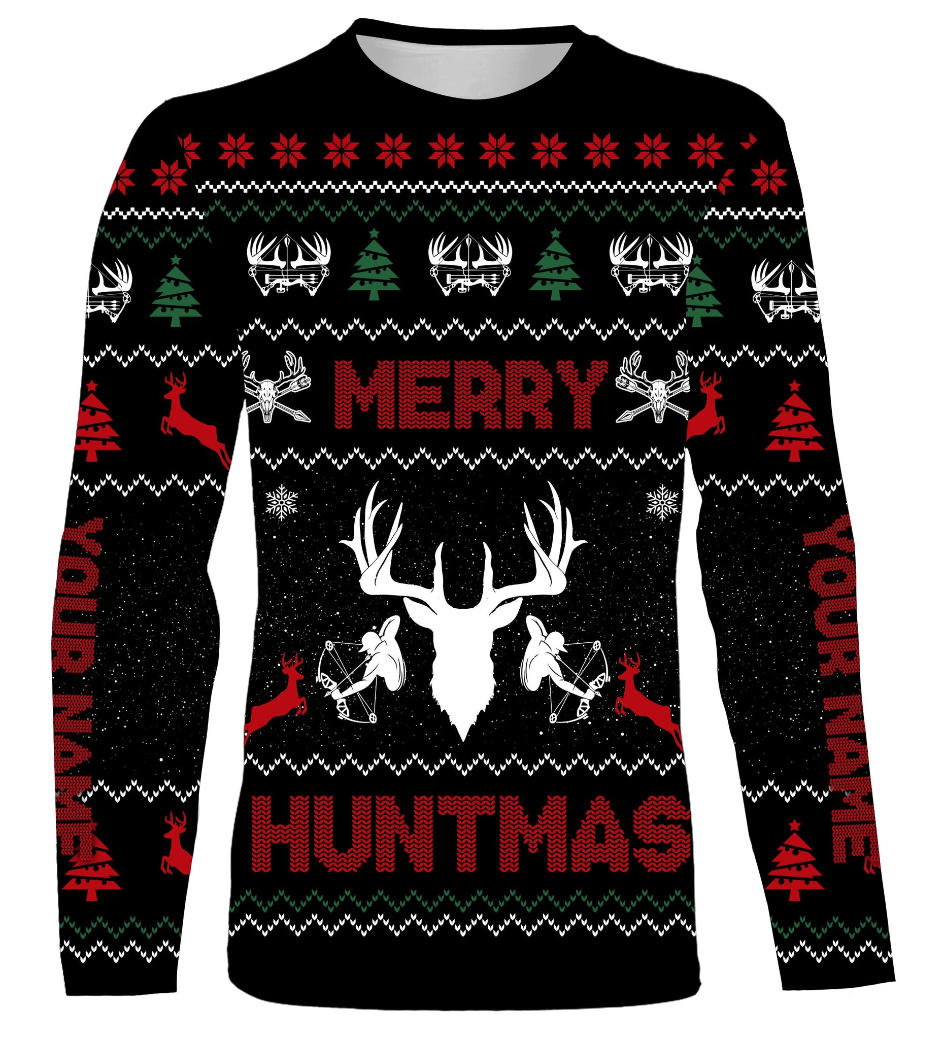 Deer hunter Merry huntmas custom funny ugly Christmas sweatshirt all over printed shirts, hunter gift NQS4174