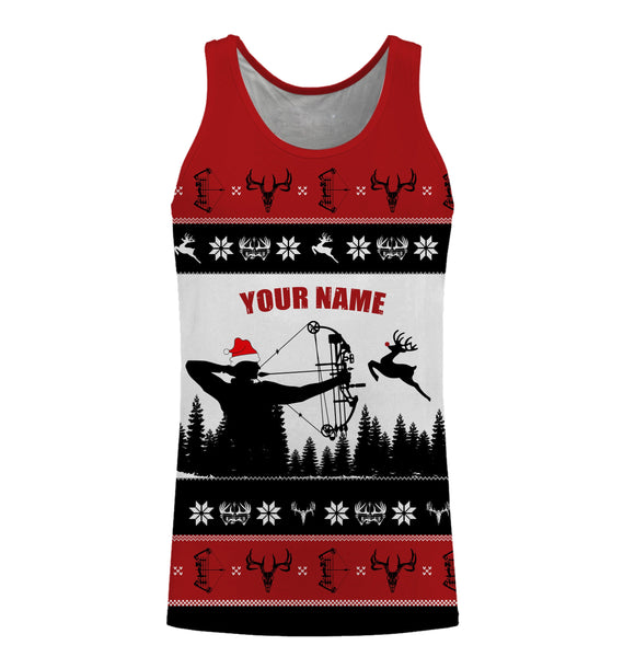 Deer hunter santa custom name funny ugly Christmas sweatshirt all over printed shirts, Christmas gift NQS4175