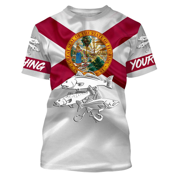 Inshore Slam Snook, Redfish,Trout fishing Florida State Flag UV protection Custom name UPF 30+ fishing apparel NQS1470