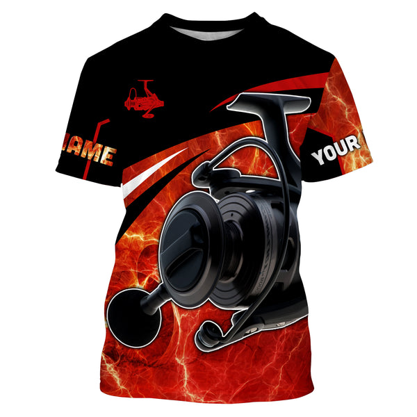 Fishing reel red and black performance Fishing Shirts Custom Name 3D All over printed UV protection UPF 30+ NQS2533