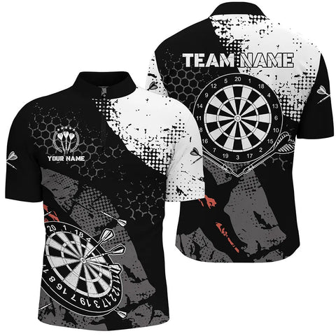 Retro Black White Pattern Custom Darts Quarter-Zip Shirts For Men Dart Team Jerseys LDT0381