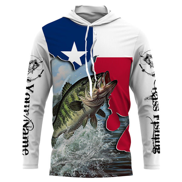 Texas Bass fishing UV protection Custom name long sleeves fishing shirt for adult and Kid NQS2714