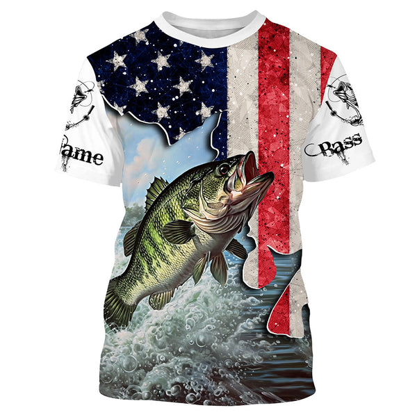 American Bass fishing US flag UV protection Custom long sleeves fishing shirt NQS2715